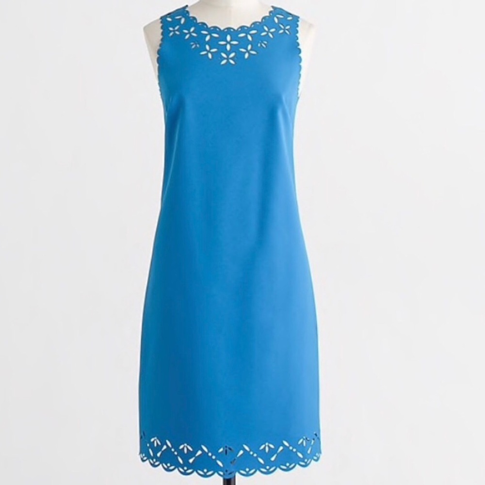 J Crew blue Laser-cut floral dress